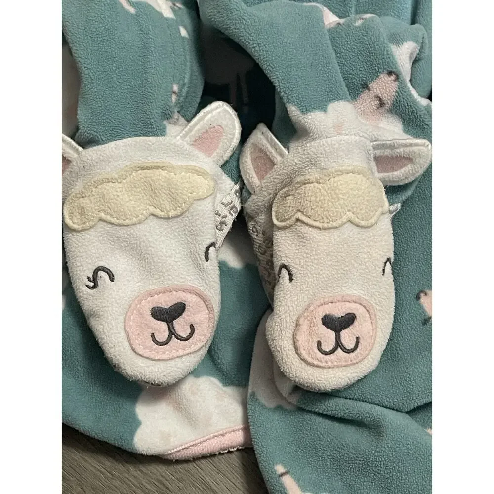 Carters Baby Girl Fleece Zippered One Piece Footie Pajama Sheep Print 4T
